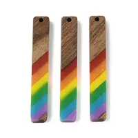 Pride Rainbow Theme Resin & Walnut Wood Pendants