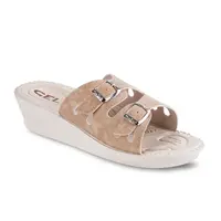 Dámské anatomické pantofle na klínku béžové vel. 38