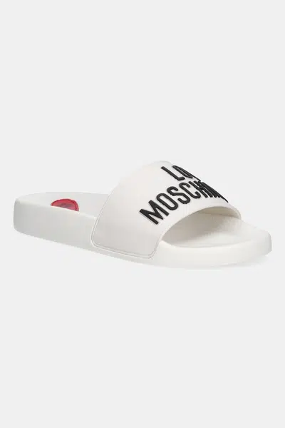 Pantofle Love Moschino dámské, bílá barva