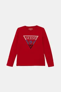 Dětské bavlněné tričko s dlouhým rukávem Guess