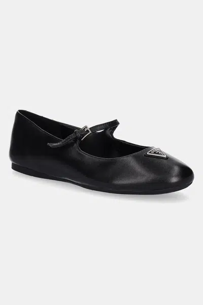 Kožené baleríny Guess KALIDA černá barva, FLTKLD LEA02