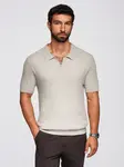 Ombre Men's buttonless polo shirt with open collar - light grey