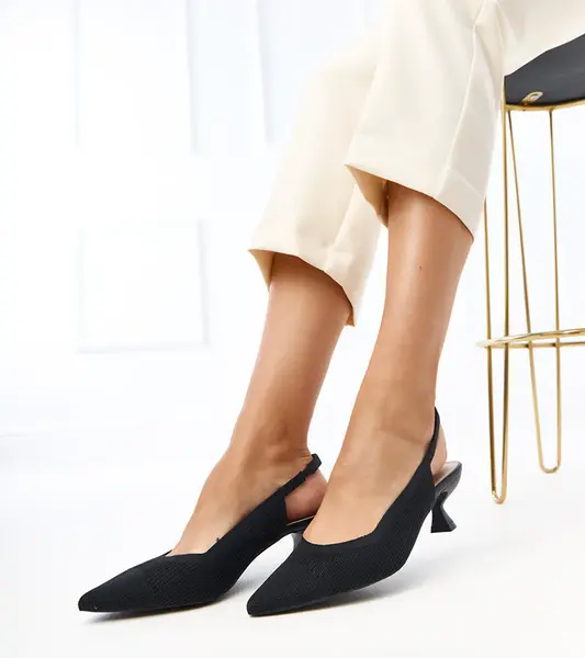 Gemre Black fabric low-heeled pumps Cassie