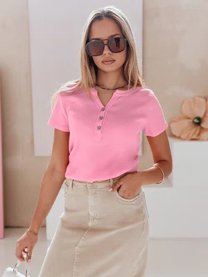 Bluzka damska one size prążkowana KISS LOOK różowa Dstreet