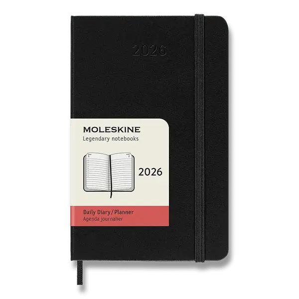 Diář Moleskine 2026 - tvrdé desky S, denní, černý