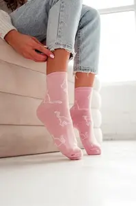 Milena Dámske bavlnené ponožky Kontúry mačky Ružová