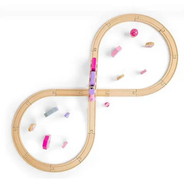 Bigjigs Rail Dřevěná vláčkodráha osmička pro princezny 35 dílů