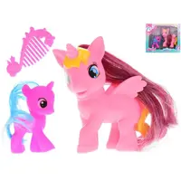 Jednorožec 11cm s mládětem 7cm a hřebínkem v krabičce