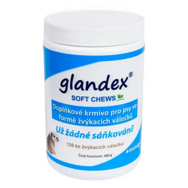 GLANDEX Soft chews žvýkací válečky pro psy a kočky 120 ks