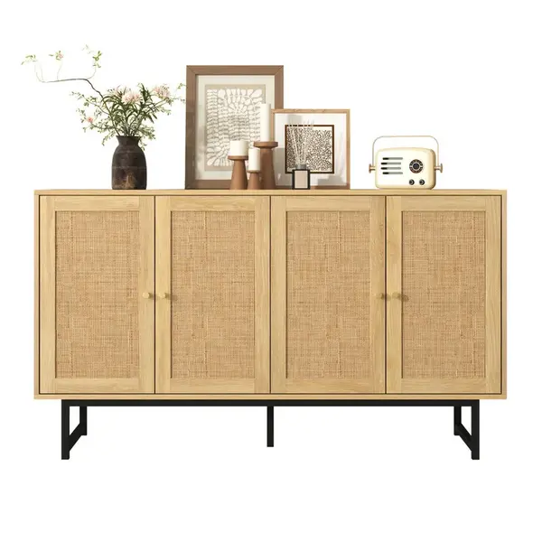Modenvie SIDEBOARD 140/39,5/80 cm v dekoru dřeva s pravým ratanem