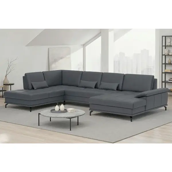Sit & More SEDACÍ SOUPRAVA, textil, kůže, černá