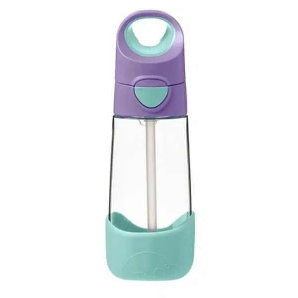 B.BOX Láhev na pití s brčkem lilac pop 9m+ 450 ml