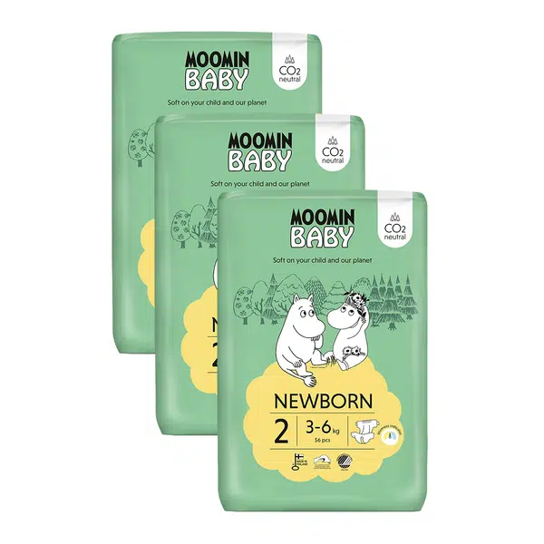 Moomin Baby 2 Newborn 3–6 kg, mesačné balenie eko plienok