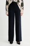 Kalhoty Weekend Max Mara ZELOTA dámské, tmavomodrá barva, široké, high waist, 2525786012600