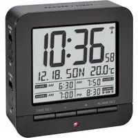 60.2536.01 TFA Digitálny rádiom riadený budík, 4 časy budenia, vnútorná teplota, čierny