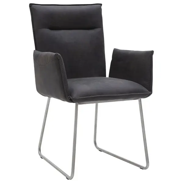 Valnatura ŽIDLE S PODRUČKAMI, mikrovlákno, antracitová, barvy nerez oceli