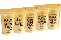 Káva Zlaté Zrnko - Poznej 5 káv na pestré espresso 1000g (Kleopatra, Julie, Rwanda, Kolumbie, Guatemala)
