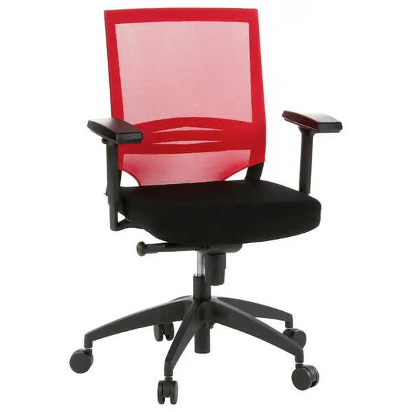 MID.YOU OTOČNÁ ŽIDLE, síťovina, plochá tkanina, červená, černá