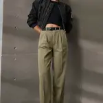 Trendyol Khaki Belted High Waist Mom Jeans