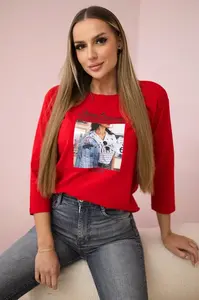 Halenka s potiskem Collage červená