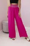 Kalhoty se širokým elastickým pasem fuchsiové barvy