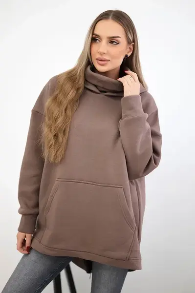 Zateplená mikina se zipem vzadu mocca