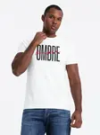 Ombre Men's cotton t-shirt with double logo - white