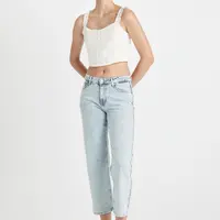 DEFACTO Straight Fit Normal Waist Ankle Length Jean Washed Trousers