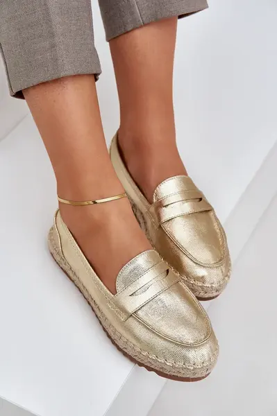 PH2 Dámské espadrilky s jutovou pleteninou na ploché podrážce zlaté Shilova