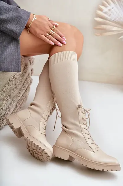 PH2 Šněrovací kozačky s elastickým svrškem černé Vamilena