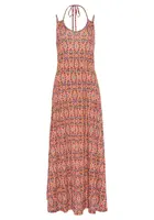 LASCANA Letné šaty  zelená / oranžová / červená / biela
