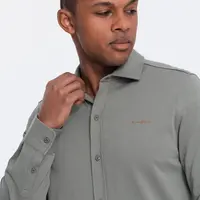 Pánské bavlněné tričko Ombre REGULAR z jednoduchého úpletu - světle khaki