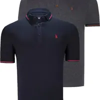 DOUBLE SET T8586 DEWBERRY MEN'S T-SHIRT-NAVY - ANTHRACITE