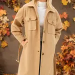 Z6777 DEWBERRY DÁMSKY KABÁT - PLOCHÝ KAMELOVÝ