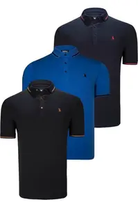 TRIPLE SET T8586 DEWBERRY MEN'S T-SHIRT-BLACK-NAVY-SAKS