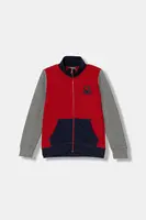 Detská bavlnená mikina United Colors of Benetton červená farba, s nášivkou, 3J68C501B