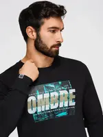 Ombre Men's printed sweatshirt worn over the head - black
