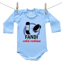Boodyy Modré body s dlhým rukávom Fandí celá rodina 68 (3-6 mesiacov)