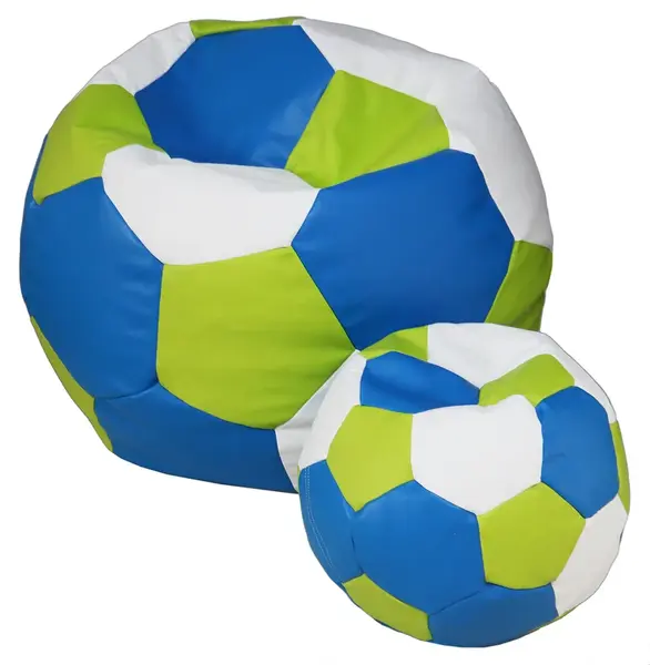 Sedací vak lopta 100x100 cm + podnožník bielo zeleno modrá