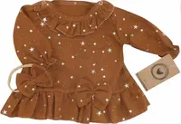 Mušelínové šatôčky s hviezdičkami + čelenka Z&Z, škoricová, veľ.68