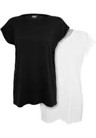 Women's T-shirt with extended shoulder 2-pack black/white