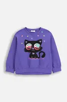 Dětská mikina Coccodrillo fialová barva, s potiskem, RAVE GIRL KIDS