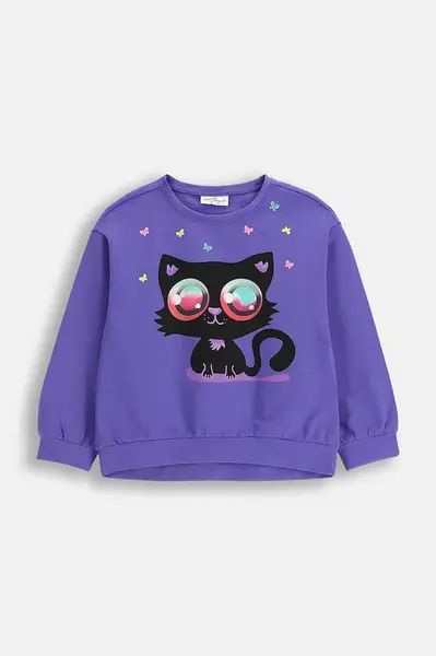 Dětská mikina Coccodrillo fialová barva, s potiskem, RAVE GIRL KIDS