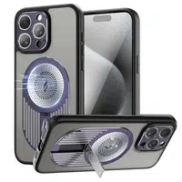 Magnetic Phone Case for iPhone 16 Pro Shockproof Bracket Aromatherapy & Heat-Dissipating Purple