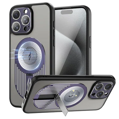 Magnetic Phone Case for iPhone 16 Pro Shockproof Bracket Aromatherapy & Heat-Dissipating Purple