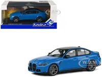2023 BMW M3 Sedan (G80) Competition Santorini Blue with Black Top 1/43 Diecast Model Car by Solido