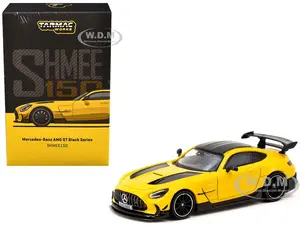 Mercedes-Benz AMG GT Black Series "SHMEE150" Yellow with Black Stripes and Top "Global64" Series 1/64 Diecast Model by Tarmac Works
