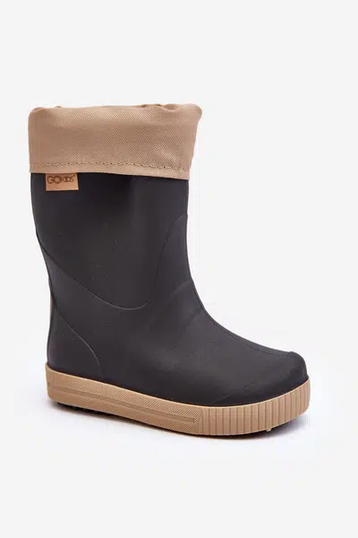 Boto Dětské Holínky S Podšívkou Snow Wave Gokids 981 Černo-Beige