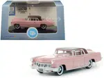 1956 Lincoln Continental Mark II Pink with Dubonnet Red Top 1/87 (HO) Scale Diecast Model Car by Oxford Diecast