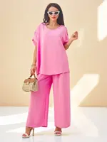 Resti Women's cotton set with short sleeves and wide trousers